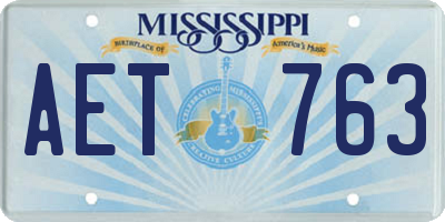 MS license plate AET763