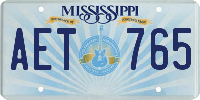 MS license plate AET765