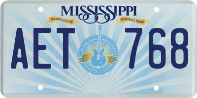 MS license plate AET768