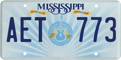 MS license plate AET773