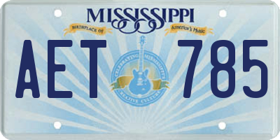 MS license plate AET785