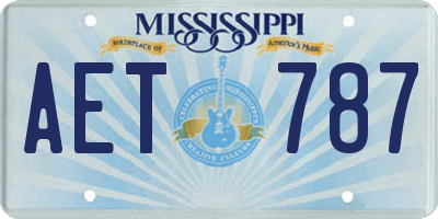 MS license plate AET787