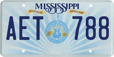 MS license plate AET788