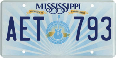 MS license plate AET793