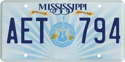 MS license plate AET794