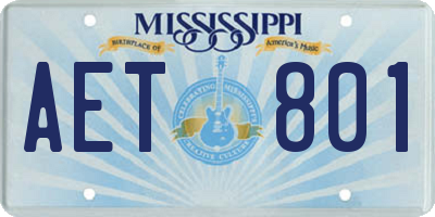 MS license plate AET801