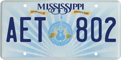 MS license plate AET802