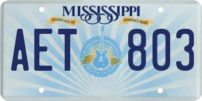 MS license plate AET803