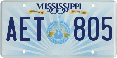 MS license plate AET805