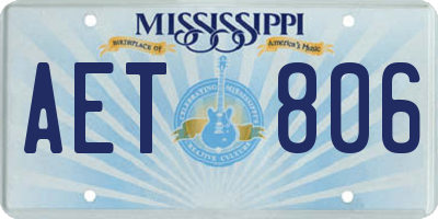 MS license plate AET806