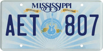 MS license plate AET807