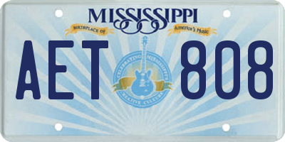 MS license plate AET808