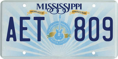 MS license plate AET809