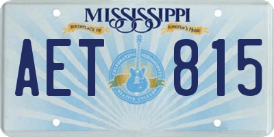 MS license plate AET815