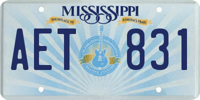 MS license plate AET831