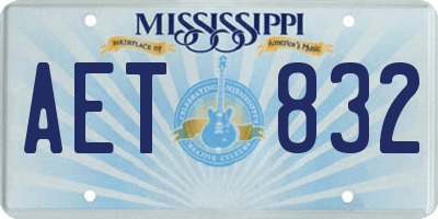 MS license plate AET832