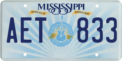 MS license plate AET833