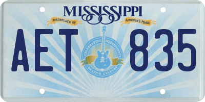 MS license plate AET835