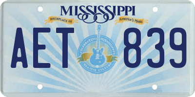 MS license plate AET839