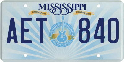 MS license plate AET840