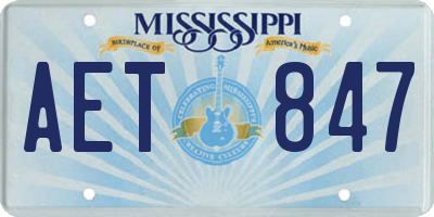 MS license plate AET847