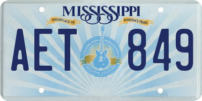 MS license plate AET849