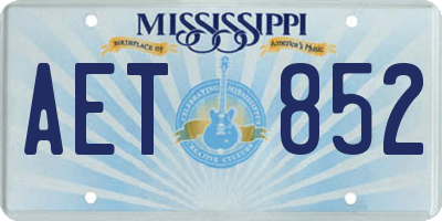 MS license plate AET852
