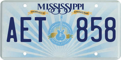 MS license plate AET858
