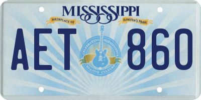 MS license plate AET860