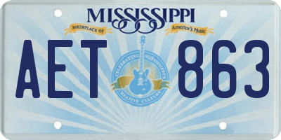 MS license plate AET863