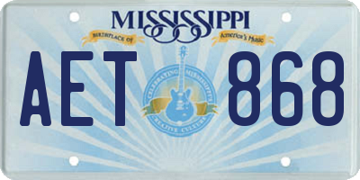MS license plate AET868