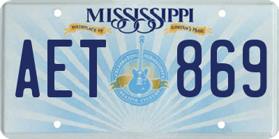 MS license plate AET869