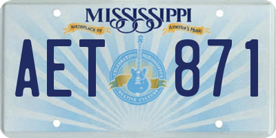 MS license plate AET871