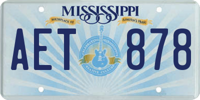 MS license plate AET878