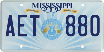 MS license plate AET880