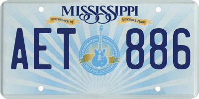MS license plate AET886