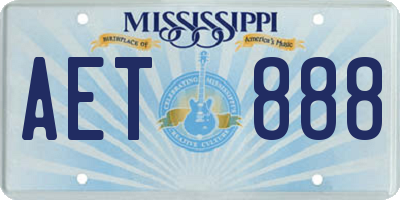 MS license plate AET888