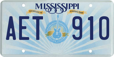 MS license plate AET910