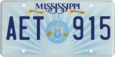 MS license plate AET915
