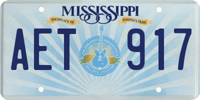MS license plate AET917