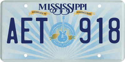 MS license plate AET918