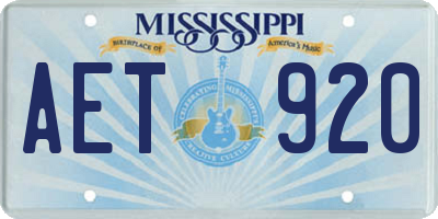 MS license plate AET920