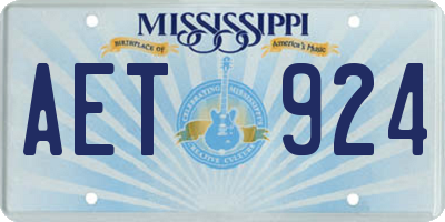 MS license plate AET924