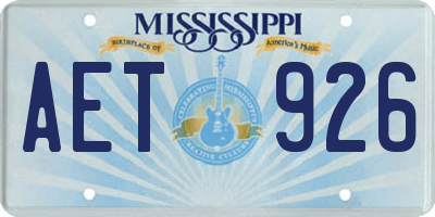 MS license plate AET926