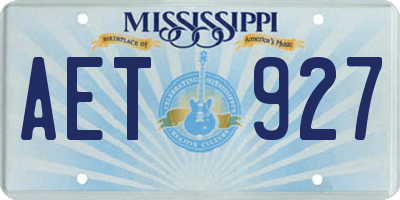 MS license plate AET927