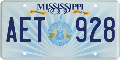MS license plate AET928