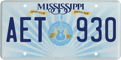 MS license plate AET930
