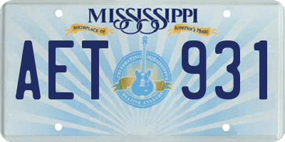 MS license plate AET931