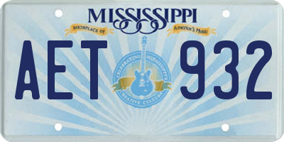MS license plate AET932