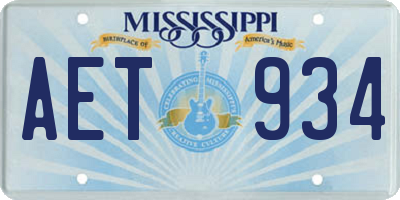 MS license plate AET934